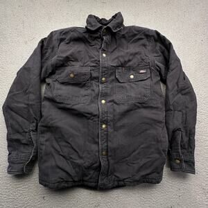 Dickies Plaid Lined Canvas Snap Button Work Shirt Jacket Shacket Men Small Black